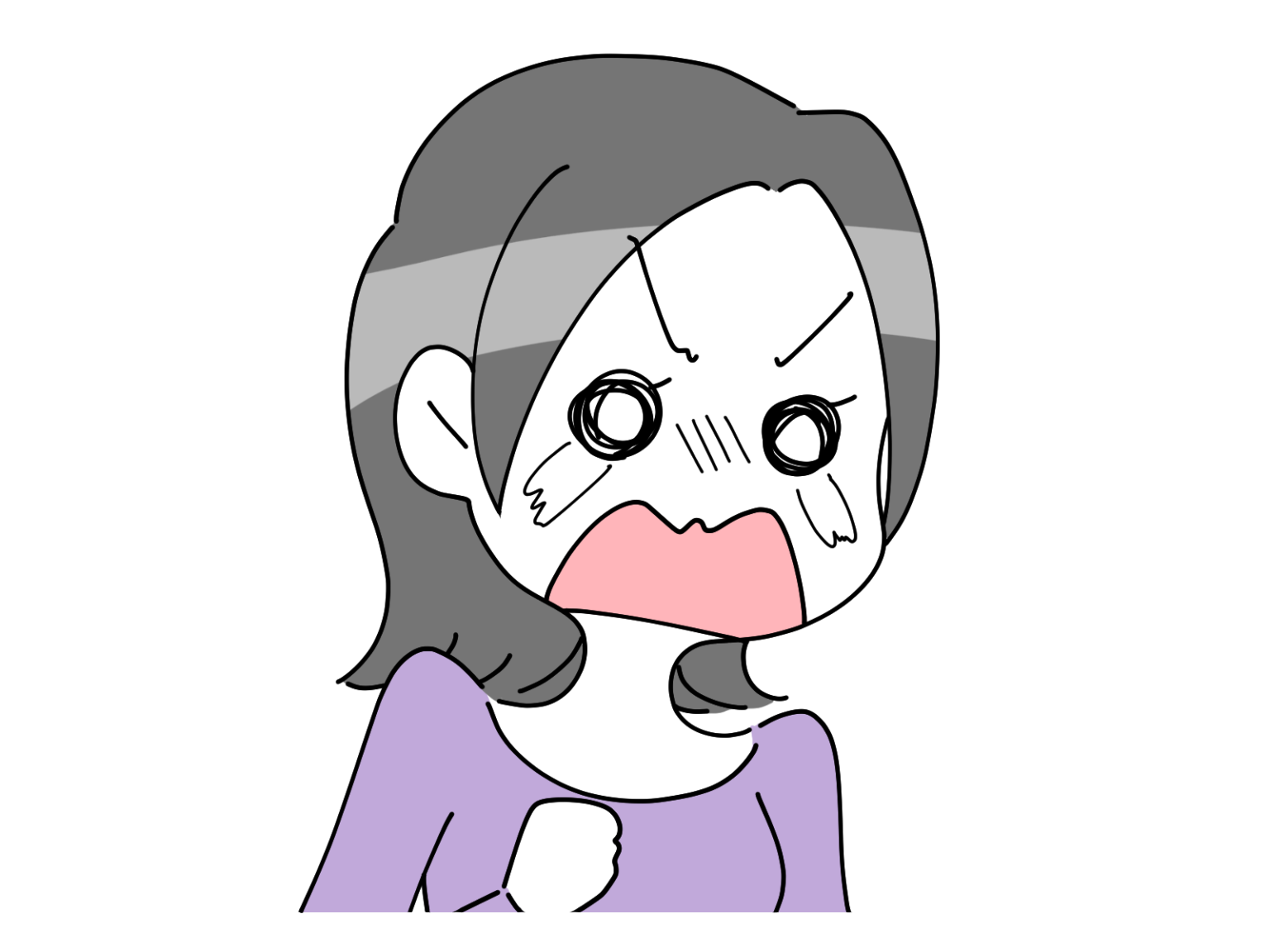 泣きながら怒る女性のイラスト | うささんのシンプルフリー素材館