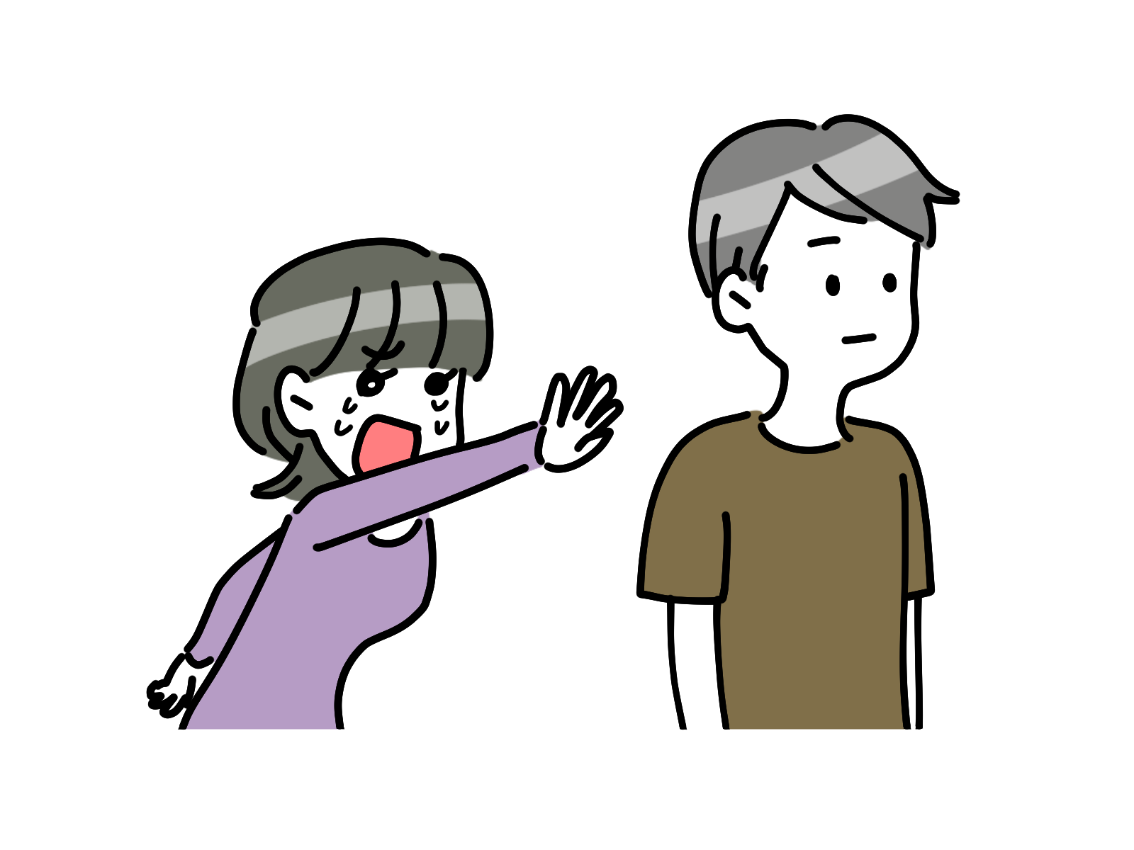 追う女性と追われる男性のイラスト | うささんのシンプルフリー素材館